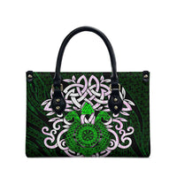 Vegvisir Leather Bag with Green Dragons and Norse Knots Viking Protection Tribute - Wonder Print Shop