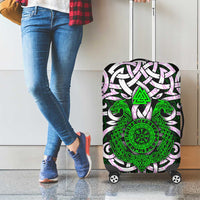 Vegvisir Luggage Cover with Green Dragons and Norse Knots Viking Protection Tribute - Wonder Print Shop