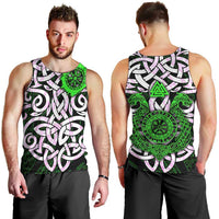 Vegvisir Men Tank Top with Green Dragons and Norse Knots Viking Protection Tribute - Wonder Print Shop