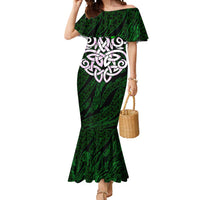 Vegvisir Mermaid Dress with Green Dragons and Norse Knots Viking Protection Tribute - Wonder Print Shop