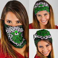 Vegvisir Neck Gaiter with Green Dragons and Norse Knots Viking Protection Tribute - Wonder Print Shop