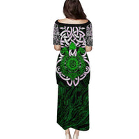 Vegvisir Puletasi with Green Dragons and Norse Knots Viking Protection Tribute - Wonder Print Shop