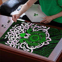 Vegvisir Puzzle with Green Dragons and Norse Knots Viking Protection Tribute - Wonder Print Shop