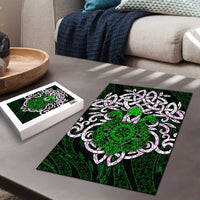 Vegvisir Puzzle with Green Dragons and Norse Knots Viking Protection Tribute - Wonder Print Shop
