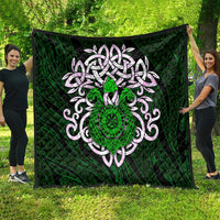 Vegvisir Quilt with Green Dragons and Norse Knots Viking Protection Tribute - Wonder Print Shop