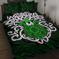 Vegvisir Quilt Bed Set with Green Dragons and Norse Knots Viking Protection Tribute - Wonder Print Shop