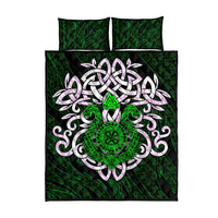 Vegvisir Quilt Bed Set with Green Dragons and Norse Knots Viking Protection Tribute - Wonder Print Shop