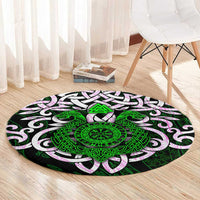 Vegvisir Round Carpet with Green Dragons and Norse Knots Viking Protection Tribute - Wonder Print Shop