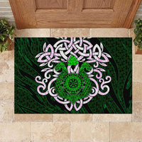 Vegvisir Rubber Doormat with Green Dragons and Norse Knots Viking Protection Tribute - Wonder Print Shop