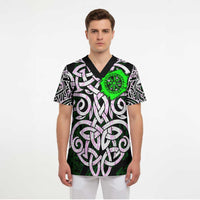 Vegvisir Scrub Top with Green Dragons and Norse Knots Viking Protection Tribute - Wonder Print Shop