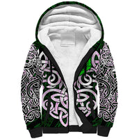 Vegvisir Sherpa Hoodie with Green Dragons and Norse Knots Viking Protection Tribute - Wonder Print Shop