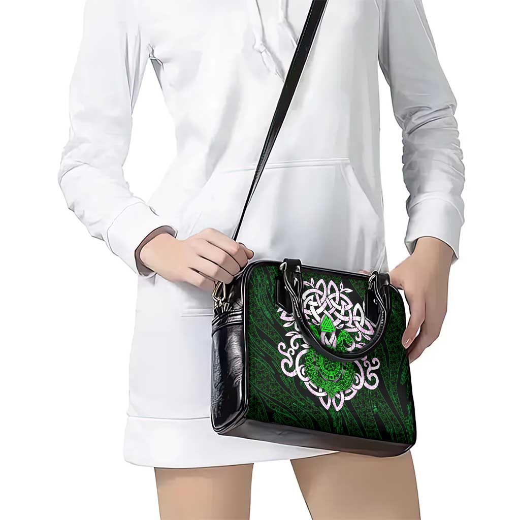 Vegvisir Shoulder Handbag with Green Dragons and Norse Knots Viking Protection Tribute - Wonder Print Shop
