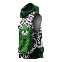 Vegvisir Sleeveless Hoodie with Green Dragons and Norse Knots Viking Protection Tribute - Wonder Print Shop