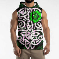 Vegvisir Sleeveless Hoodie with Green Dragons and Norse Knots Viking Protection Tribute - Wonder Print Shop