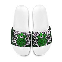 Vegvisir Slide Sandals with Green Dragons and Norse Knots Viking Protection Tribute - Wonder Print Shop
