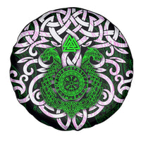 Vegvisir Spare Tire Cover with Green Dragons and Norse Knots Viking Protection Tribute - Wonder Print Shop