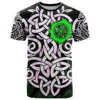 Vegvisir T Shirt with Green Dragons and Norse Knots Viking Protection Tribute - Wonder Print Shop