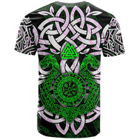 Vegvisir T Shirt with Green Dragons and Norse Knots Viking Protection Tribute - Wonder Print Shop