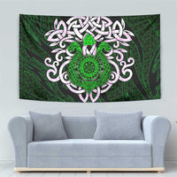 Vegvisir Tapestry with Green Dragons and Norse Knots Viking Protection Tribute - Wonder Print Shop