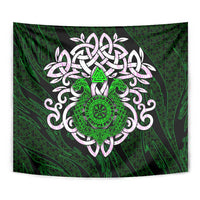 Vegvisir Tapestry with Green Dragons and Norse Knots Viking Protection Tribute - Wonder Print Shop