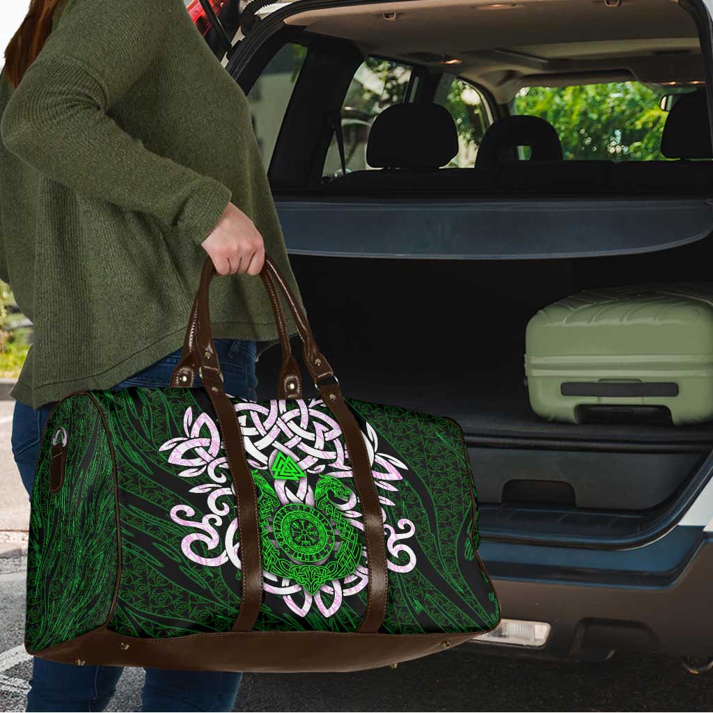 Vegvisir Travel Bag with Green Dragons and Norse Knots Viking Protection Tribute - Wonder Print Shop