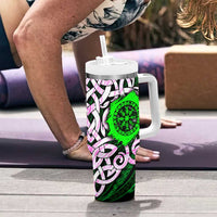 Vegvisir Tumbler With Handle with Green Dragons and Norse Knots Viking Protection Tribute - Wonder Print Shop