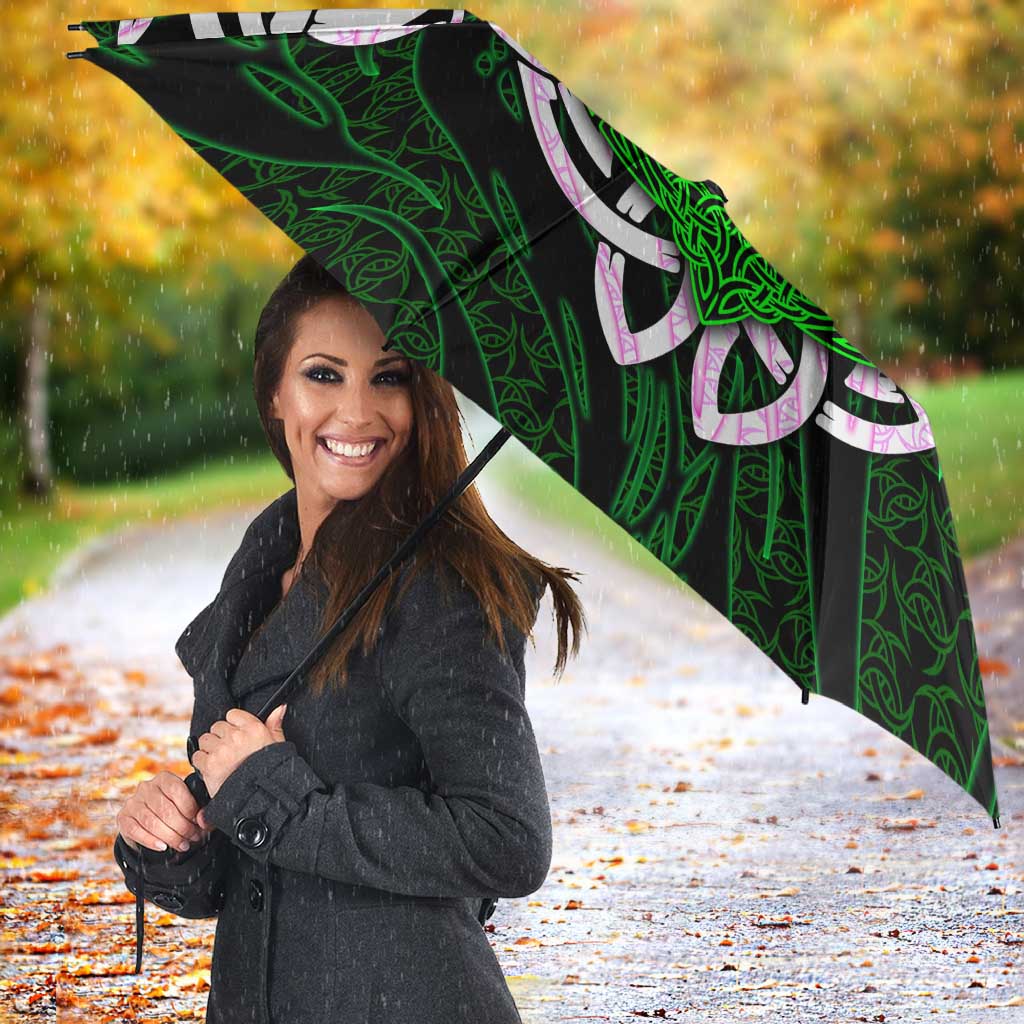Vegvisir Umbrella with Green Dragons and Norse Knots Viking Protection Tribute - Wonder Print Shop