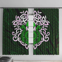 Vegvisir Window Curtain with Green Dragons and Norse Knots Viking Protection Tribute - Wonder Print Shop