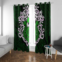 Vegvisir Window Curtain with Green Dragons and Norse Knots Viking Protection Tribute - Wonder Print Shop