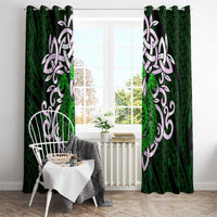 Vegvisir Window Curtain with Green Dragons and Norse Knots Viking Protection Tribute - Wonder Print Shop