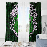 Vegvisir Window Curtain with Green Dragons and Norse Knots Viking Protection Tribute - Wonder Print Shop