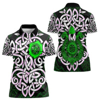 Vegvisir Women Polo Shirt with Green Dragons and Norse Knots Viking Protection Tribute - Wonder Print Shop