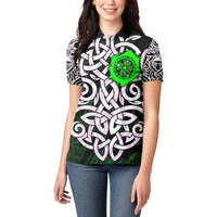 Vegvisir Women Polo Shirt with Green Dragons and Norse Knots Viking Protection Tribute - Wonder Print Shop