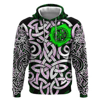 Vegvisir Zip Hoodie with Green Dragons and Norse Knots Viking Protection Tribute - Wonder Print Shop