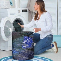 Fenrir Laundry Basket with Blue Wolf, Runes and Ragnarok End of Gods Tribute - Wonder Print Shop
