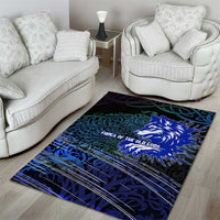Fenrir Area Rug with Blue Wolf, Runes and Ragnarok End of Gods Tribute - Wonder Print Shop