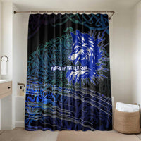 Fenrir Bathroom Set with Blue Wolf, Runes and Ragnarok End of Gods Tribute - Wonder Print Shop
