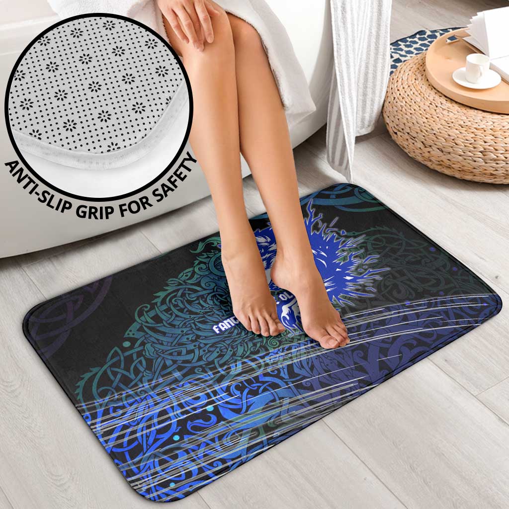 Fenrir Bathroom Set with Blue Wolf, Runes and Ragnarok End of Gods Tribute - Wonder Print Shop