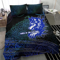 Fenrir Bedding Set with Blue Wolf, Runes and Ragnarok End of Gods Tribute - Wonder Print Shop