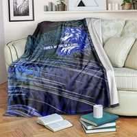 Fenrir Blanket with Blue Wolf, Runes and Ragnarok End of Gods Tribute - Wonder Print Shop