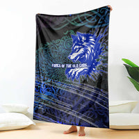 Fenrir Blanket with Blue Wolf, Runes and Ragnarok End of Gods Tribute - Wonder Print Shop