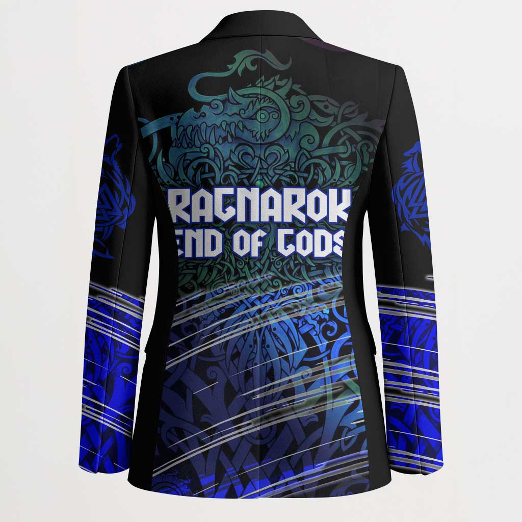 Fenrir Blazer with Blue Wolf, Runes and Ragnarok End of Gods Tribute - Wonder Print Shop