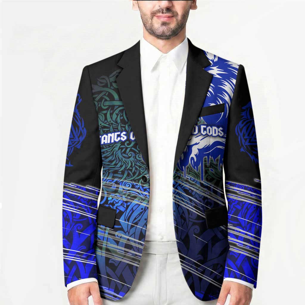 Fenrir Blazer with Blue Wolf, Runes and Ragnarok End of Gods Tribute - Wonder Print Shop
