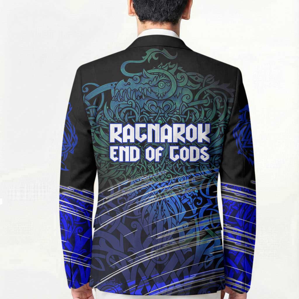 Fenrir Blazer with Blue Wolf, Runes and Ragnarok End of Gods Tribute - Wonder Print Shop