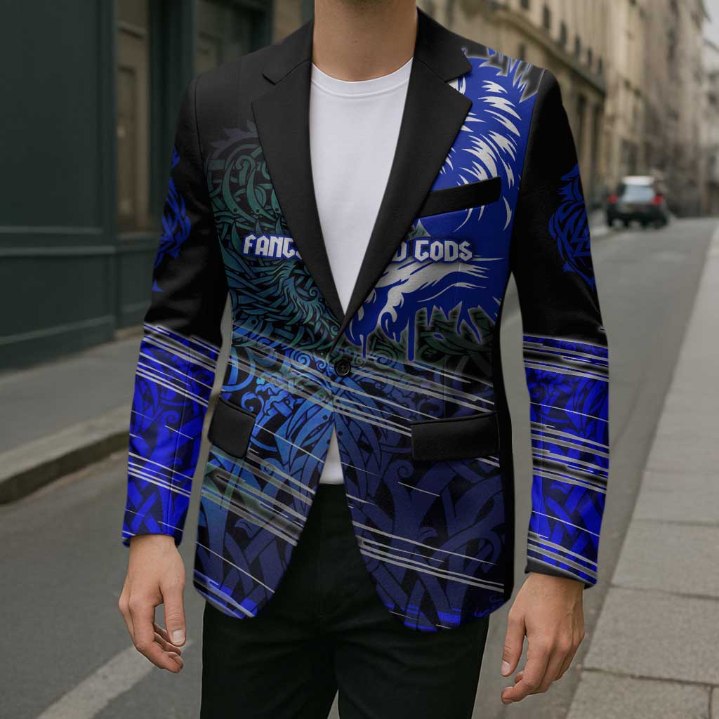 Fenrir Blazer with Blue Wolf, Runes and Ragnarok End of Gods Tribute - Wonder Print Shop