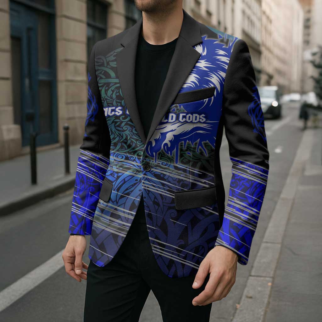 Fenrir Blazer with Blue Wolf, Runes and Ragnarok End of Gods Tribute - Wonder Print Shop