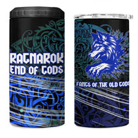 Fenrir 4 in 1 Can Cooler Tumbler with Blue Wolf, Runes and Ragnarok End of Gods Tribute - Wonder Print Shop