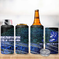 Fenrir 4 in 1 Can Cooler Tumbler with Blue Wolf, Runes and Ragnarok End of Gods Tribute - Wonder Print Shop