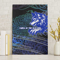 Fenrir Canvas Wall Art with Blue Wolf, Runes and Ragnarok End of Gods Tribute - Wonder Print Shop