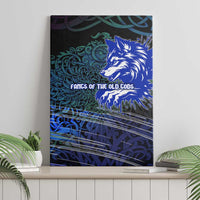 Fenrir Canvas Wall Art with Blue Wolf, Runes and Ragnarok End of Gods Tribute - Wonder Print Shop